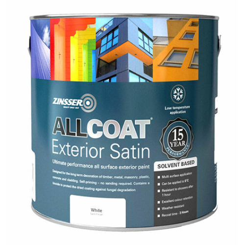 Zinsser Allcoat Exterior Satin White Solvent Based 1L - Techpol